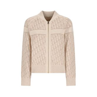 Dior Oblique Cashmere Blend Bomber - female - Dior - Bomber Jackets - Beige - S - Jackets