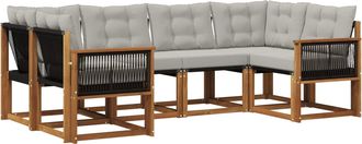 vidaXL Conjunto De Sof&aacute;s De Exterior 6 Uds. Natural Y Gris Claro Vidaxl