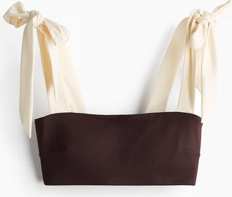 H&M Wattiertes Bikinitop mit Bindetr&auml;gern - Brown
