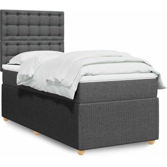 vidaXL Cama Box Spring Con Colch&oacute;n Tela Gris Oscuro 90x200 Cm Vidaxl