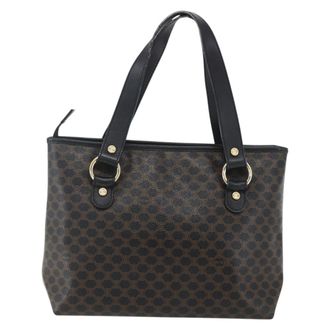 Celine Vintage Macadam Handbag Canvas And Leather Black Canvas Handbag (Pre-Owned)