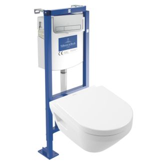 Villeroy & Boch Pack Inodoro Suspendido Sin Reborde Villeroy&boch Architectura Twistflush [e&sup3;] Redondo + Bastidor De Instalaci&oacute;n Suelo Y Pared + Placa Cromo Mate