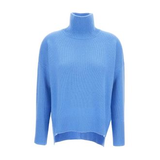 Lisa Yang Asymmetrische Kasjmier coltrui - Dames - Cashmere truien - Blauw - S - Kasjmier - Truien & Vesten