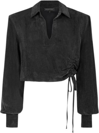 Undress Code Cropped Zwart Shirt met Strikdetail aan de Zijkant - Dames - Zomerjassen - Zwart - S - Jassen