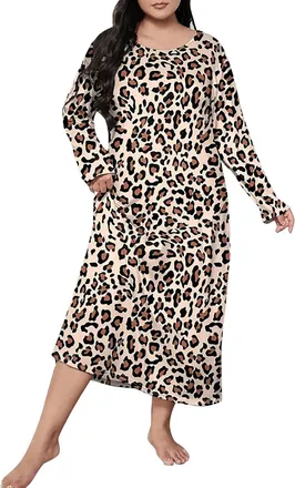 Generic Night Dress Womens Long Sleeve Sleepwear Loose Sleep Shirt Basic Sleep Dress Large Sizes House Dress Long Nightdress Women Casual Dress Sleep Shirt Py