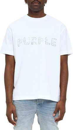 Purple Texture StuddedT-Shirt in White at Nordstrom, Size Xx-Large