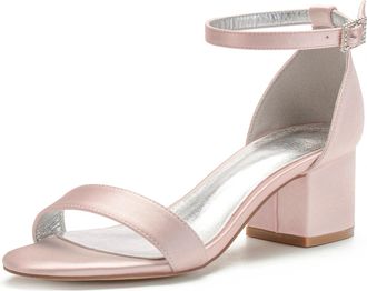 Miyoopark Comfortable Wedding Shoes for Women Block Low Heel Evening Sandals M534 Dusty Rose UK 7.5