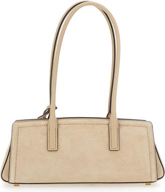 Michael Michael Kors Womens Shoulder Bag Laila Suede Beige Cowhide Leather