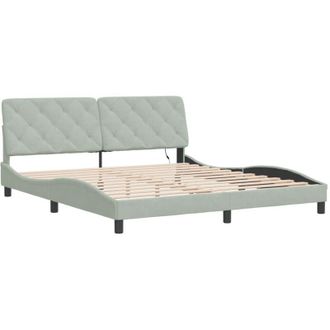 vidaXL Estructura Cama Con Luces Led Terciopelo Gris Claro 180x200 Cm Vidaxl
