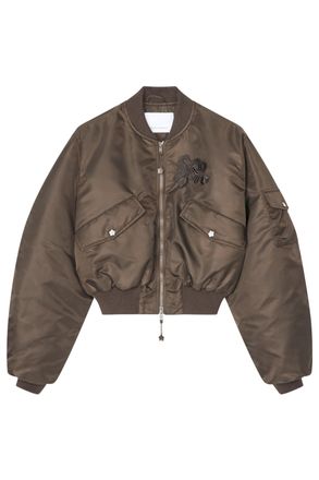 Cecilie Bahnsen Cropped Technical Nylon Bomber Jacket With Gathered Sleeves