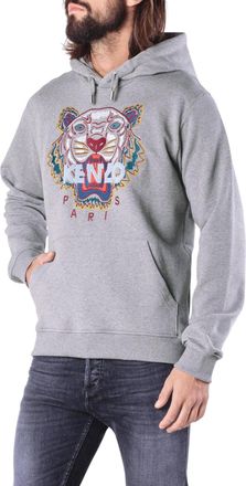 Kenzo Mens Hoodie Classic Tiger - Grey Cotton - Size Medium