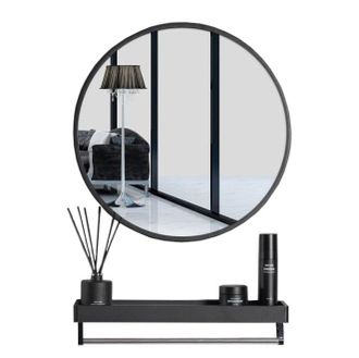 OEM Espejo Con Estante De 60 Cm, Color Negro