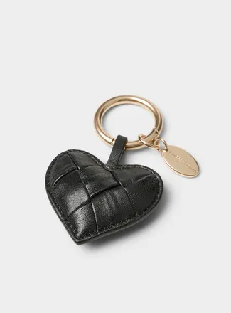 Vanessa Bruno Womens Braided leather heart charm key chain
