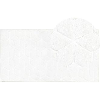 Beliani Beliani - Alfombra Blanca 80 X 150 Cm Poli&eacute;ster Piel Sint&eacute;tica De Conejo Pelo Largo Thatta