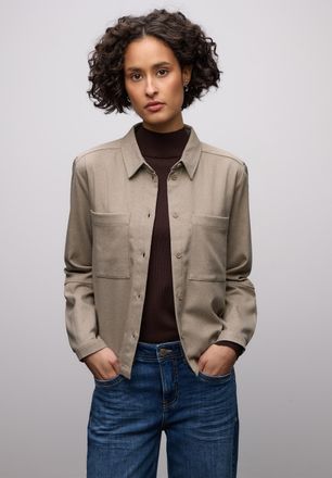 Street One Hemdbluse STREET ONE, Damen, Gr. 34, light terra mocha meliert, Web, Obermaterial: 63% Polyester, 34% Viskose, 3% Elasthan, unifarben, bequem h&uuml;ftbede