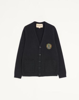Valentino Cardigan Valentino In Lana Con Patch Valentino Ricamato Uomo NERO XL