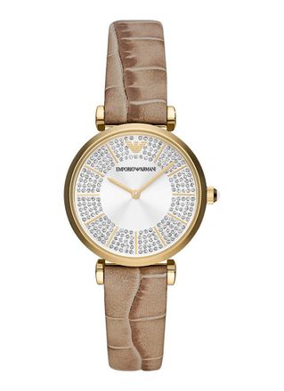 Emporio Armani Gianni T-bar Dames Horloge Bruin AR11518