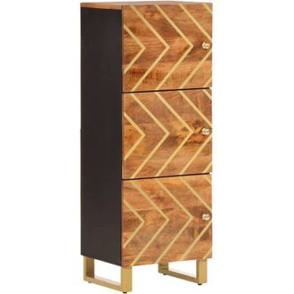 vidaXL Aparador alto madera maciza mango marrón y negro 40x33,5x110 cm vidaXL