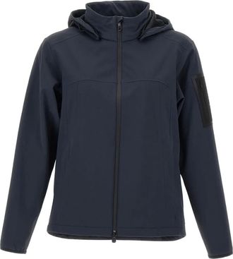 BOSS detachable-hood zip-up jacket - Blue