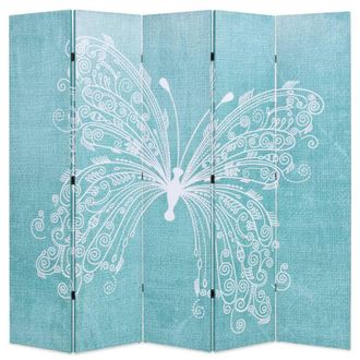 Berkfield Home Folding Room Divider 200x170 cm Butterfly Blue in Aqua