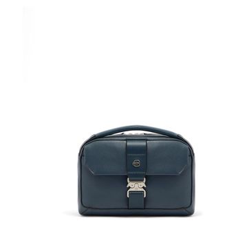 Piquadro Tassen, Heren, Blauw, ONE Size, Leer, Leren Crossbody Tas met Gewatteerd Telefoonvak