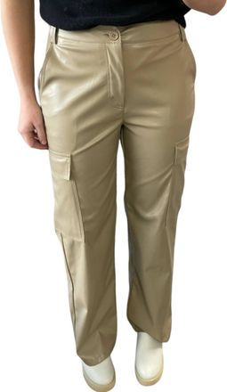 HYFVE Leather Cargo Pants In Taupe
