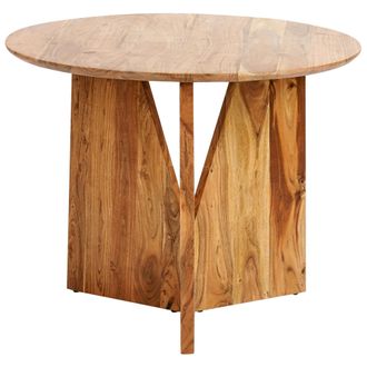 Beliani Mesa De Comedor Redonda De Madera De Acacia Clara Estilo R&uacute;stico 100 Cm Arran
