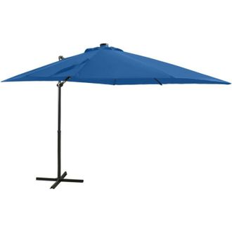 vidaXL Vidaxl - Sombrilla Jard&iacute;n Voladiza Palo Y Luces Led Azul Celeste 250 Cm