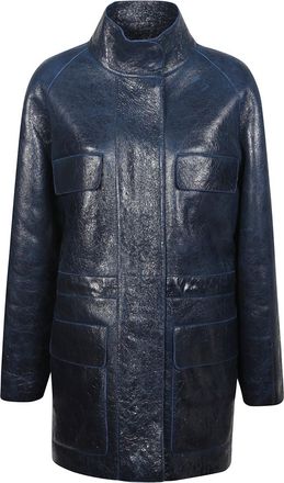 Fendi Blue Casual leather jacket