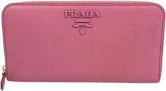 Prada Pre-owned Saffiano Long wallet (bi-fold) - Dames - Vintage Accessoires - Roze - ONE Size - Leer - Vintage