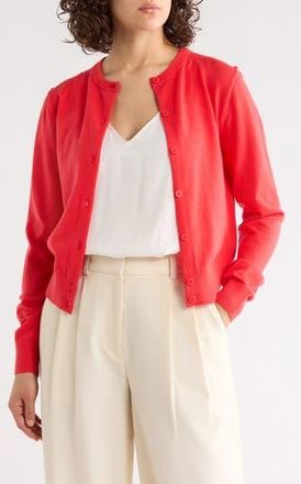 Nordstrom Rack Crewneck Cardigan in Red Bittersweet at Nordstrom Rack, Size X-Small