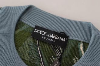 Dolce & Gabbana Mens Jungle Wool Silk Pullover Logo Sweater Clothing