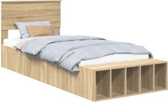 vidaXL Estructura De Cama Con Estante Manual Roble Sonoma 100 X 200 Cm Vidaxl