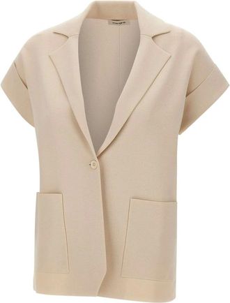 KANGRA Jassen, Dames, Wit, S, Mouwloze Gebreide Blazer