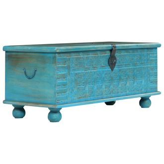 Berkfield Home Storage Chest Solid Mango Wood Blue 100x40x41 cm | Size: 100 x 40 x 41 cm