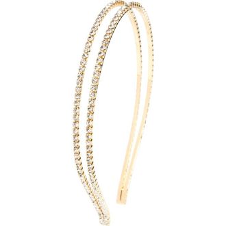 Tasha Double Row Rhinestone Headband in Gold at Nordstrom