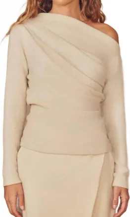 Cossac Fine Knit Drape Top In Oat