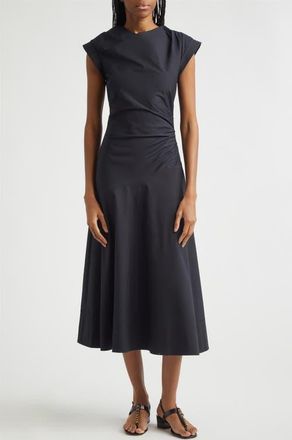 Veronica Beard Lisette Stretch Cotton Midi Dress in Black at Nordstrom, Size 8