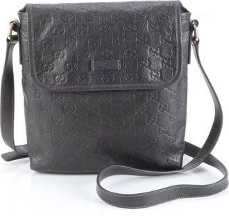 Gucci Guccissima Dark Brown Leather Shoulder Bag (Pre-Owned)