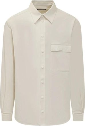 Dolce & Gabbana Off-White Button-Up Shirt - Heren - Casual Overhemden - Wit - L - Katoen - Overhemden