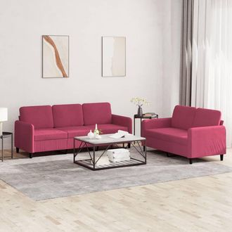 vidaXL Vidaxl - Juego De Sof&aacute;s 2 Piezas Terciopelo Rojo Tinto