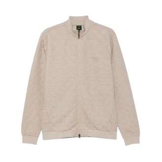 HUGO BOSS Ruitpatroon Ritsvest - Heren - Vesten met rits - Beige - S - Hoodies & sweatvesten