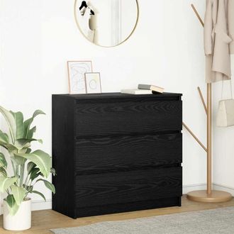 Berkfield Home Sideboard Black Oak 80x35x76 cm Engineered Wood | Size: 80 x 35 x 76 cm
