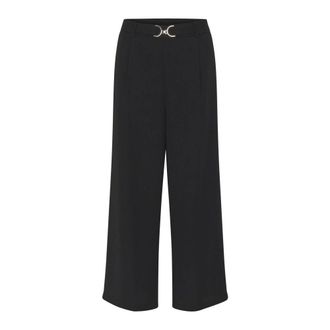 Kaffe Black Deep Cropped Trousers - female - Kaffe - Wide Trousers - Black - XL - Trousers