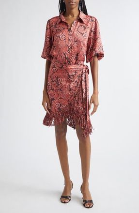 Cinq &agrave; Sept Hendrix Paisley Kember Minidress in Obsidian/jasper Pink at Nordstrom, Size 10