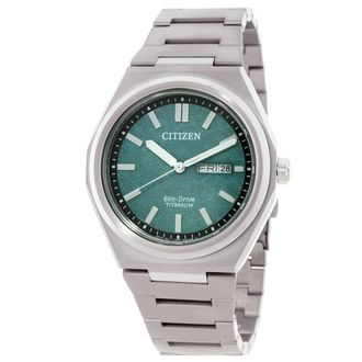 Citizen Zenshin Three-hand Green Dial Mens Watch AW0130-85X