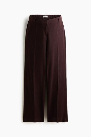 H&M Mama Linen-blend Tailored Trousers in Dark Brown at Nordstrom, Size Xx-Large