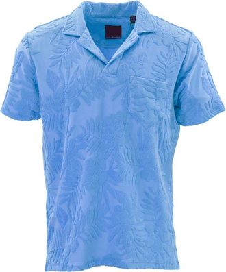 Lords of Harlech Johnny Terry Towel Polo in Farm Floral Terry Blue at Nordstrom, Size X-Large