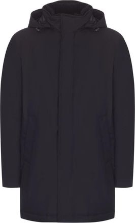 Herno Blauwe Lange Donsjas met Afneembare Capuchon - Heren - Parka Jassen - Blauw - XL - Jassen