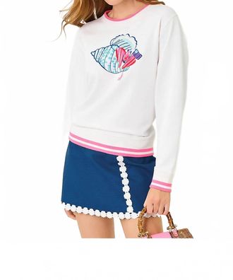 Lilly Pulitzer Ballad Cotton Sweatshirt In Multi Society Crab Embroidery